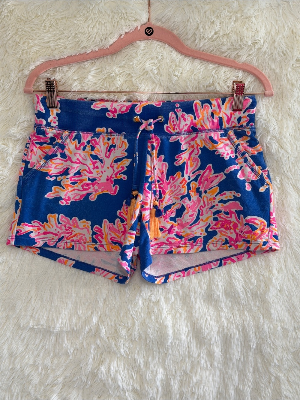 Lilly Pulitzer Womens Yasmin Shorts Size XS Brilliant Blue Its Electric Tassels